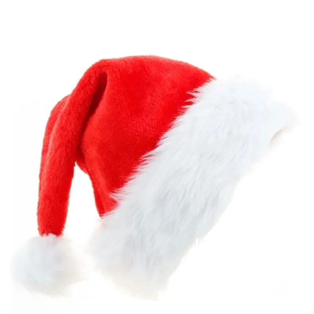 Red Velvet Classic Santa Claus Hat For Xmas Party,Christmas Hat For Adults